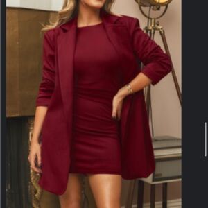 X JoJo Red Wine Longline Blazer